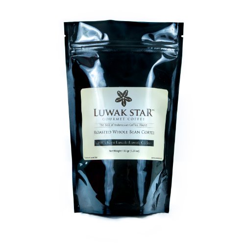 Luwak Star Gourmet Coffee, 100% Arabica Sumatra Gayo Luwak Coffee from Indonesia or Kopi Luwak Whole Beans, Medium Roast, 150 Gram 0.33 Lb Bag, Roasted in the U.S.