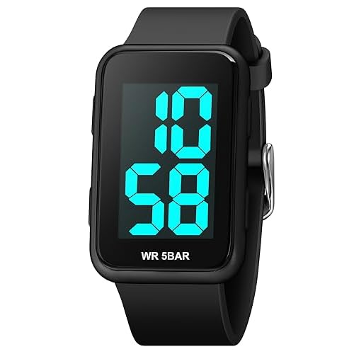 Reginald Mens LED Digital Watch Simple Atmospheric Rectangular Sports Watch Waterproof Luminous Outdoor Watch