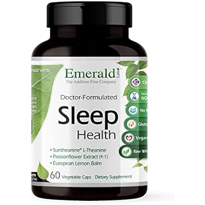 Emerald Labs Sleep Health - Sleep Support Supplement with Suntheanine L-Theanine, Melatonin, European Lemon Balm & Passionflower - Gluten Free, Vegan - 60 Vegetable Capsules Up to 30-Day Supply