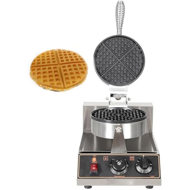 Commercial Belgian Waffle Maker, 7 Inch Flip Waffle Irons with Non Stick Surface, 1300W Stuffed Waflera Electrica with Temperature Control, 4 Slice Rotating Round Waffle Cone Machine