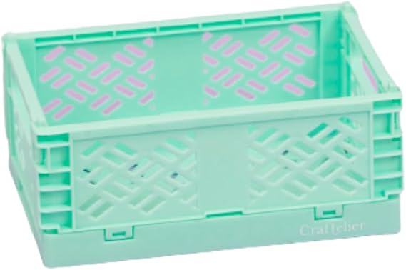 Craftelier - Box for Organisation and Storage of Craft Materials | Foldable and Stackable Design | Small Size - Open Box Measures 13,5 x 9,5 x 9,5 x 5,5 cm - Colour Turquoise