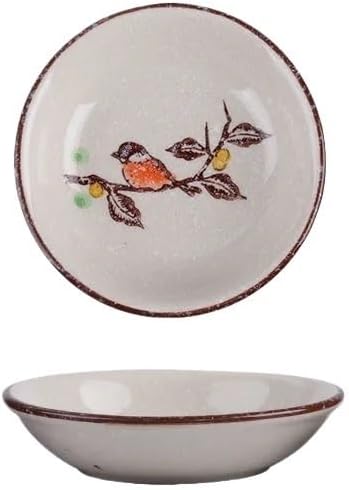 Plates for Kitchen Ceramic Seasoning Dish Chinese Porcelain Taste Dish Round Small Plate Dipping Saucer Dish Kitchen Tableware Plate for Eating(B)