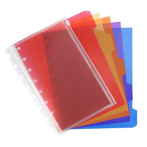Eagle Plastic Index 5-Tab Dividers, Discbound Tab Dividers, Plus 1 Plastic Zipper Bag, Junior Size, for Discbound Planners or Notebooks