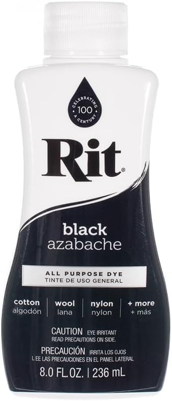 Craft County Rit Dye 8 Oz. Liquid Fabric Dye for Clothing, Decor, and Crafts, Black (RIT-LIQ-BLK-~CC_BM629)
