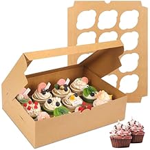 Moretoes 20 Sets Cupcake Boxes, 12 Count Cupcake Containers with Window, for Birthday Holiday Party Wedding Bakery Supplies,13 x 10 x 3.5 Inches