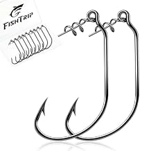 FishTrip Swimbait Hook, 25/50Pcs Twist-Lock Worm Keeper Hooks with Centering Pin Spring Weedless Hook for Soft Plastic Lures Baits Bass Fishing 1/0 2/0 3/0 4/0 5/0