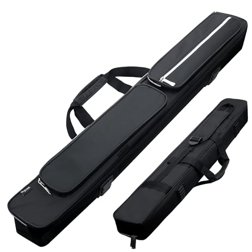 2x2 Pool Cue Case, Heavy Duty Oxford Wear-Resistant Soft Billiard Cue Stick Case Bag with Adjustable Shoulder Strap, Pool Stick Case for 2 Sticks 2 Butt2 Shaft, Black