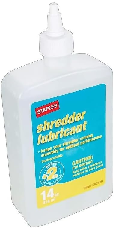 Staples Shredder Oil, Reduces Friction & Noise, Keep Blades Sharp, 14 Oz. Bottle