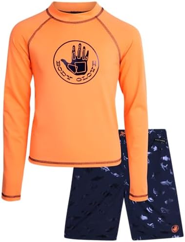 Body Glove Boys Swim Set - 2 Piece Boys Swim Trunks with Rash Guard UV Protection Swimsuit Kids Bathing Suits Sizes 4-12