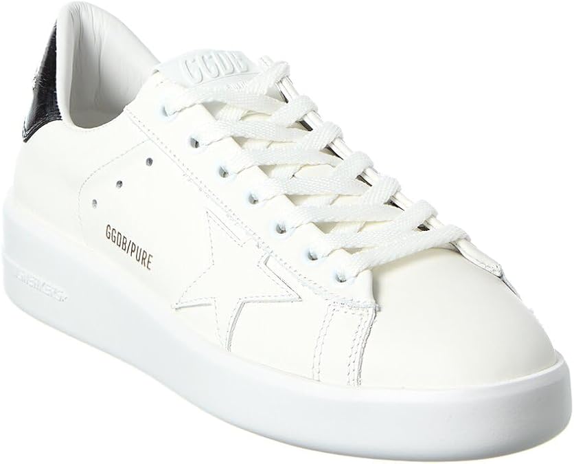 Golden Goose Women's Pure Star Leather Sneakers, Optic White/Black, 37/6