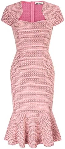 GRACE KARIN Womens Grey Patterned V-Neck Cap Sleeve Knee-Length Pencil Dress - Size XL