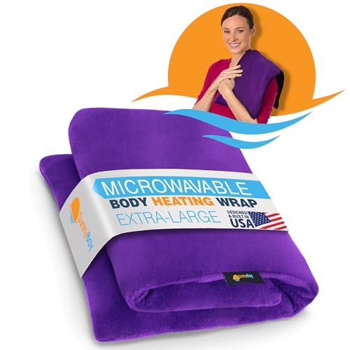 SunnyBay Extra Large Microwave Heating Pad, Microwavable Heavy Weighted Full Body Moist Hot Pack and Washable Fleece Cover, 10x24 Inches, 2.8 lbs, Purple