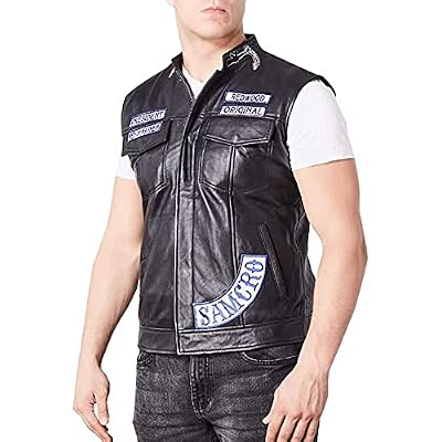 Mens biker faux leather vest