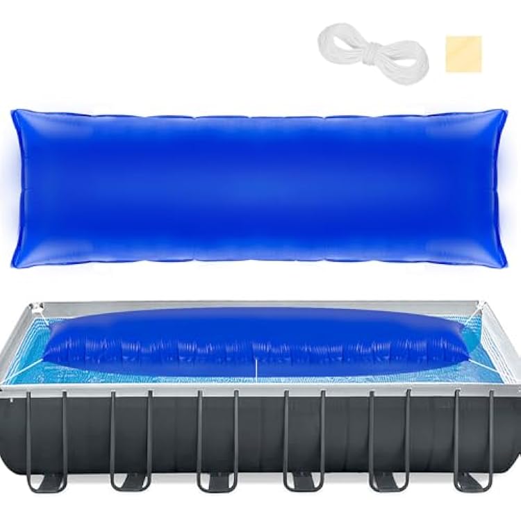 4x15ft Extra Large Thick Pool Pillows - Air Pillow Pool Closing Kit for Above-Ground In-ground Winterizing, Ice Equalizer Cover Floating Supporter with 49ft Ropes & Repair Patch