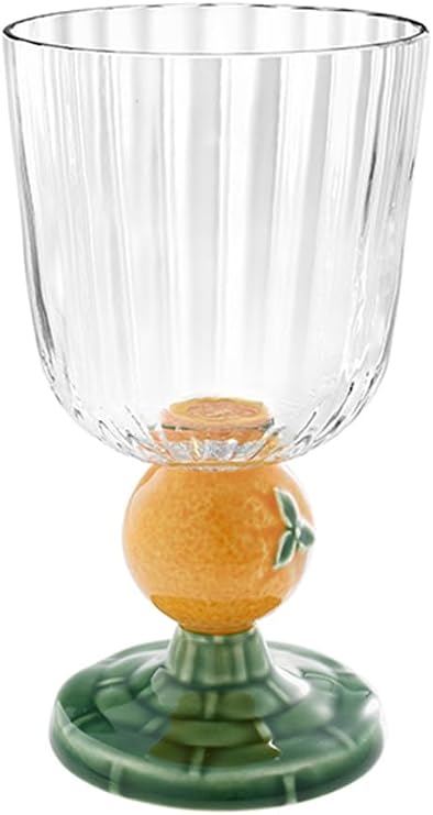 Bordallo Pinheiro Carmen Glass Goblet with Orange Stem