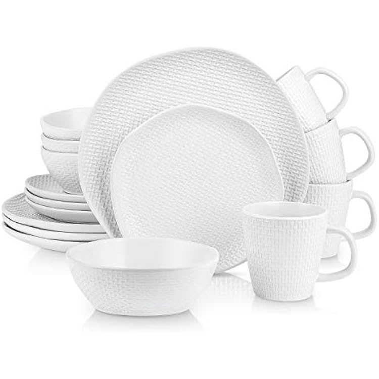 Stone Lain Abigail 16-Piece Dinnerware Set Stoneware, White