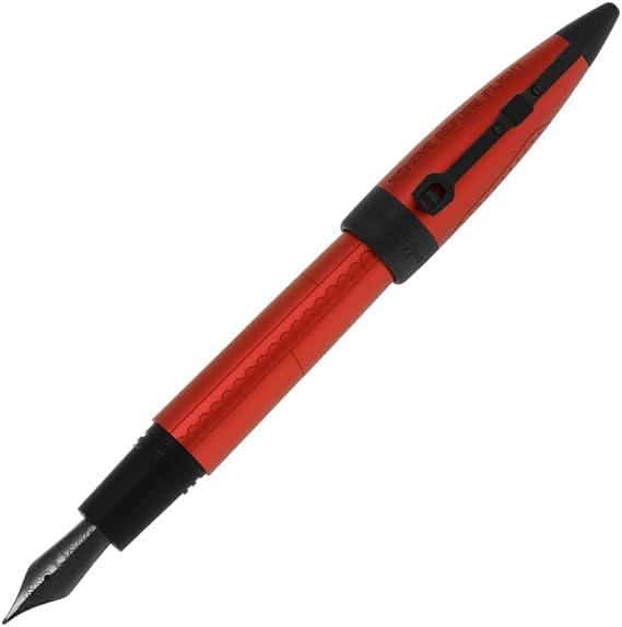 Montegrappa Aviation Red Baron ISAOR3UR Fountain Pen Made of Anodised Brushed Aluminium Red/Black Nib Size M Length 14 cm