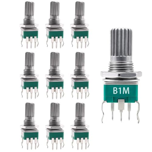 10PCS RK097 B1M Precision Vertical Single-Gang Potentiometer, 15mm Shaft, 3-Pin 1M Variable Resistor