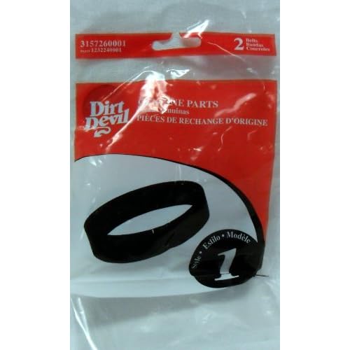 Dirt Devil Style 1 Vacuum Belt, Pack of 2, Black, Part # 3157260001, Belt Replacement for Use in Dirt Devil Vacuum Cleaner Models