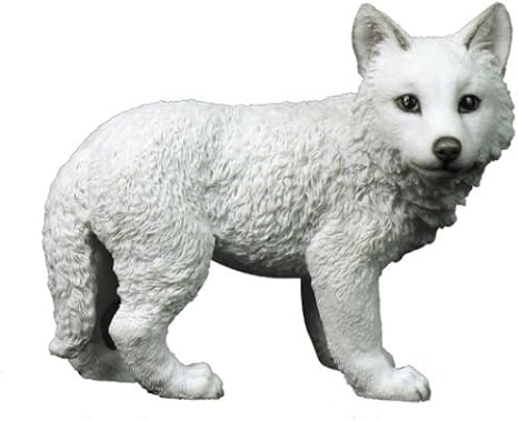 US 5.13 Inch Wolf Cub Standing Decorative Statue Figurine, White