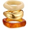 Acrylic Bangle Bracelet for Women Gold Open Chunky Bracelet Colorful Resin Cuff Bracelet Stack Arm Cuff Jewelry Set