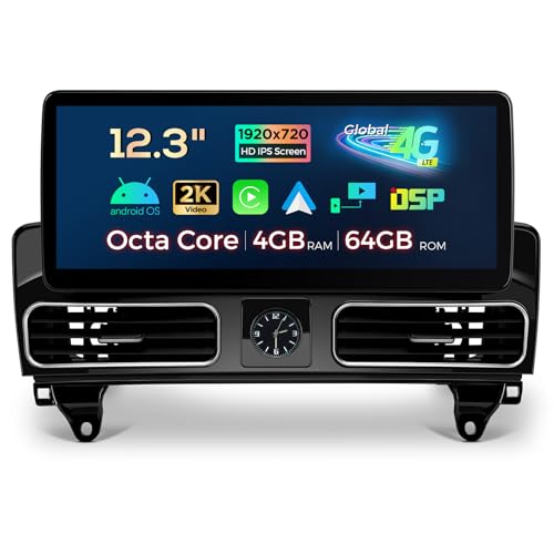 XTRONS 12.3 Inch Android 14 Car Stereo for Mercedes-Benz ML-Class W166 GL-Class X166 2013-2015 NTG4.5 NTG4.7 System, Touch Screen Global 4G Car Radio GPS Support Wireless CarPlay Android Auto 464GB