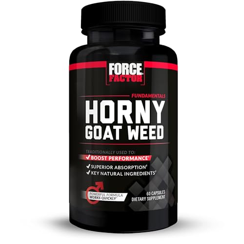 Force Factor Horny Goat Weed for Men, Natural Male Drive and Vitality Supplement with Natural Ingredients for Superior Absorption, Fundamental Series, 750mg, 60 Capsules