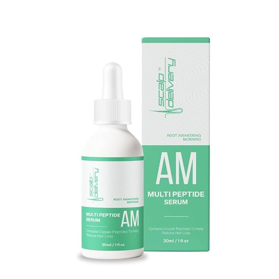 Scalp Delivery Multi-Peptide Serum for Men & Women - Helps Reduce Hair Loss - Strengthens & Thickens - Plant-Based - Combats Thinning Hair - Healthy Longer Hair - Root Awakening Morning (AM) - 28ml