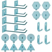 24Pcs Small Pegboard Hooks Set Blue Study Peg Hooks 6 Styles Wall Organizing Hooks Office Hanging Hooks