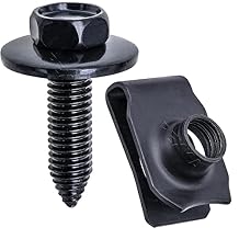 Rexka 10 Sets M8-1.25 Extruded U Nuts & Body Bolts for GM Ford Chrysler - Multi Purposes- Bumper Fender Hood Shield Radiator Engine