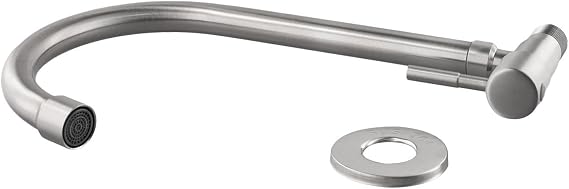 304 Stainless Steel Wall Mount Kitchen Faucet Featuring 360 Degree Rotating Spout and Long Life Valve Core Technology (M)