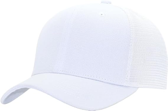 Mesh Snapback Hat, Mens Trucker Hats, Adjustable Blank Structured Baseball Caps, Ball Cap, Medium & XX-Large