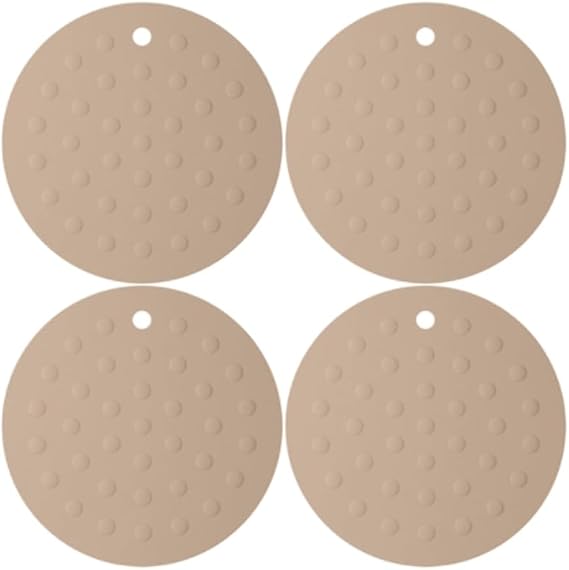 PEKJI Delicate Silicone Round Coasters Set of 4, 16.9cm/6.6in, Practical, Can Be Used on Both Sides