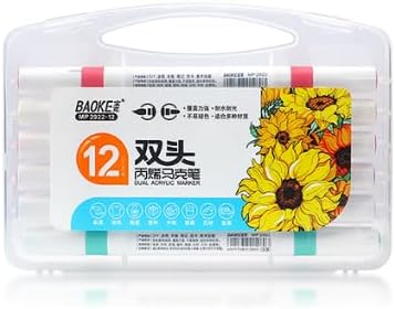 BaoKe MP2921 Acrylic Double headed Mark Pen Quick Drying Waterproof Color Brush Set for Art Students with Handdrawn Graffiti Brush DIY Acrylic Pigment (12)