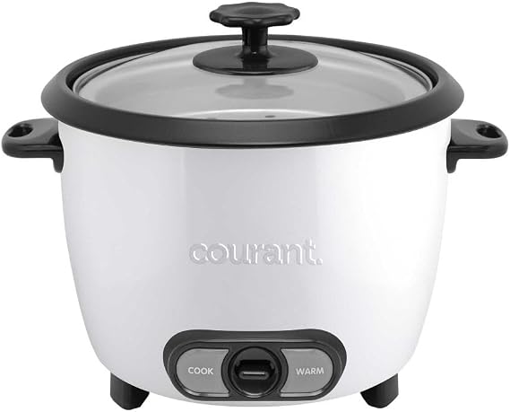 Courant large rice cooker, 30 Cup cooked One-Touch large capacity rice cooker family Removable Non-Stick Bowl, with steamer try, white