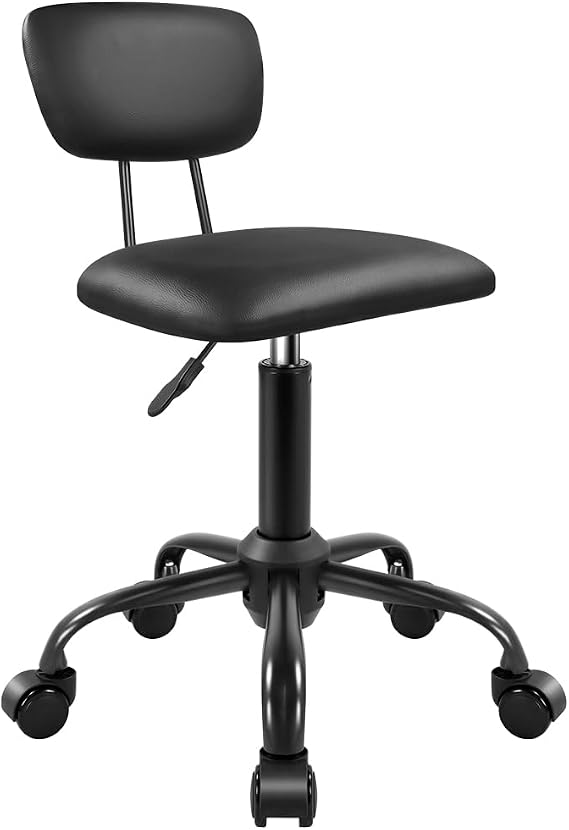 WKWKER Square Swivel Stool with Wheels Height Adjustable Stools for Home Work Drafting SPA Massage Shop Cost-Effective Rolling Stool Chair with Back (Black)