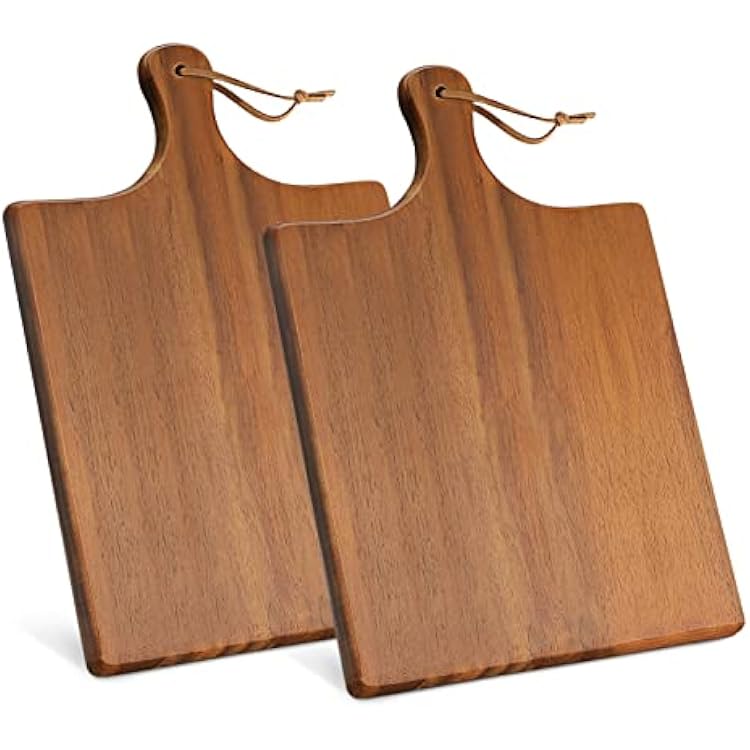 AIDEA Wood Cutting Board Large Charcuterie Board with Handle17x11 2Pack Dark Brown