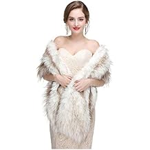CanB Womens 1920 Fur Wraps and Shawls Bridal Winter Faux Fur Stole Wedding Faux Mink Cape for Bridesmaids