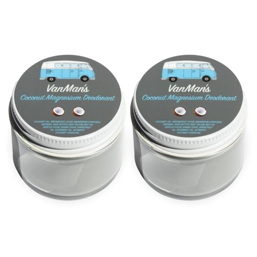 Vanmans - Handmade Coconut and Magnesium Deodorant 2 Pack - Odor Control for Underarms - Routine Deodorant For Women and Men - Personal Care Products - 2.8 oz