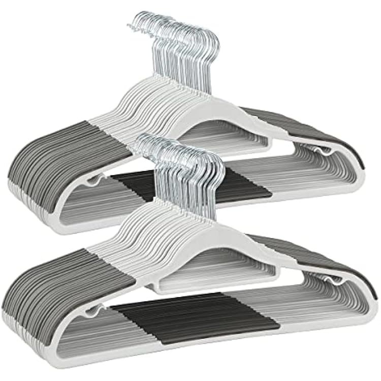 Finnhomy Bar Design Heavy Duty 50 Pack Plastic Hangers, Clothes Hangers with Non-Slip Pads, Great for Shirts, Pants, Scarves, Strong Enough for Coat, Gray