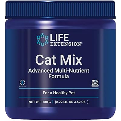Life Extension Cat Mix, cat Food Supplements, Heart Health, probiotics, L-arginine, Taurine, B12, folic Acid, Vitamin C, Vitamin E, Rosemary, Nutrient Absorption, Gluten-Free, Non-GMO, 85 Servings