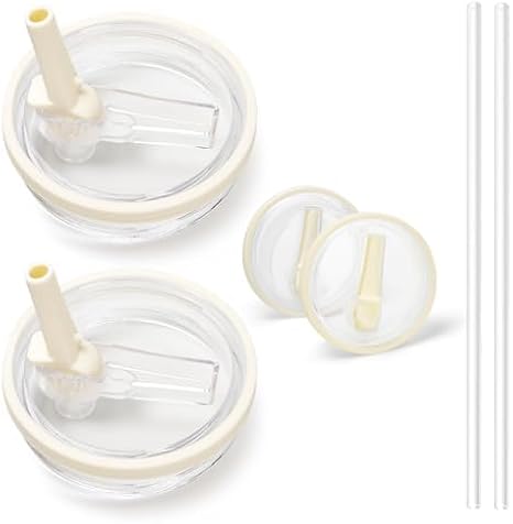 2 Pack 40 oz Tumbler Flip Straw Lid Replacement Fit for Stanley Quencher, Leak Proof for Stanley Lid Replacement Spill Proof Reusable Tumbler Cover (White)