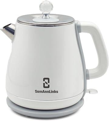 Electric Tea & Coffee Kettle with Cordless Stainless Steel for Fast Boiling Water, Dry-Boil Protection with Auto-Shutoff, 1.8L White Hot Water Kettle, Durable Double-Layer Wall Kettle.