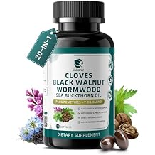 Lukaree Wormwood Black Walnut Clove Cleanse for Humans Softgels, 20-in-1 Extra Strength | Gut Cleanse & Digestive Health w/ 7 Oils & 7 Enzymes | 10X Concentrated, Men & Women Natural Herb - 120 CT