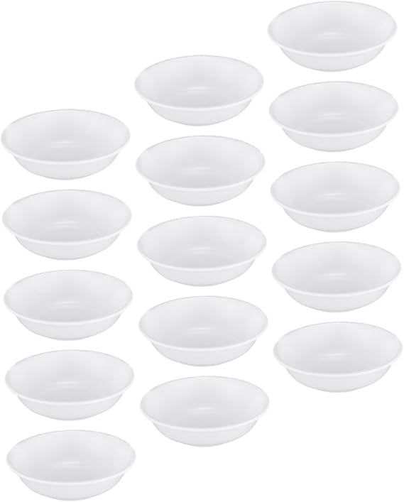 BESTOYARD 25pcs Plastic Saucer Appetizer Serving Tray Japanese Plates Dipping Cup Small Dipping Bowls Dip Bowl Small Dipping Sauce Bowls Ketchup Bowl Dipping Sauce Dishes Sauce Plates White