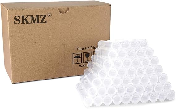 SKMZ Plastic Tubes Empty Clear 0.5ml 1ml Cartridges Packaging pipes with Child Protect Squeeze Top Caps (100 PCS)