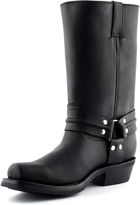 GRINDERS Renegade Hi Black Unisex Leather Boot Cowboy Western Bikers High Boots