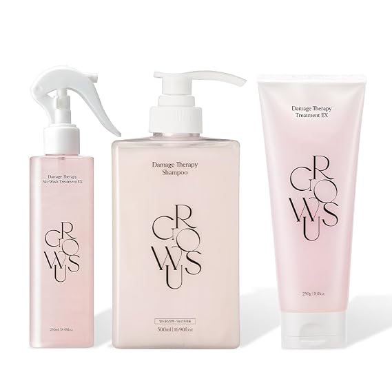 3-Step Routine Trio Damage Therapy Shampoo + Protein-Infused Cream Treatment + Spray-Type No-Wash Leave-In with Collagen & Heat Protection | Korean Hair Care for Dry Frizzy Hair