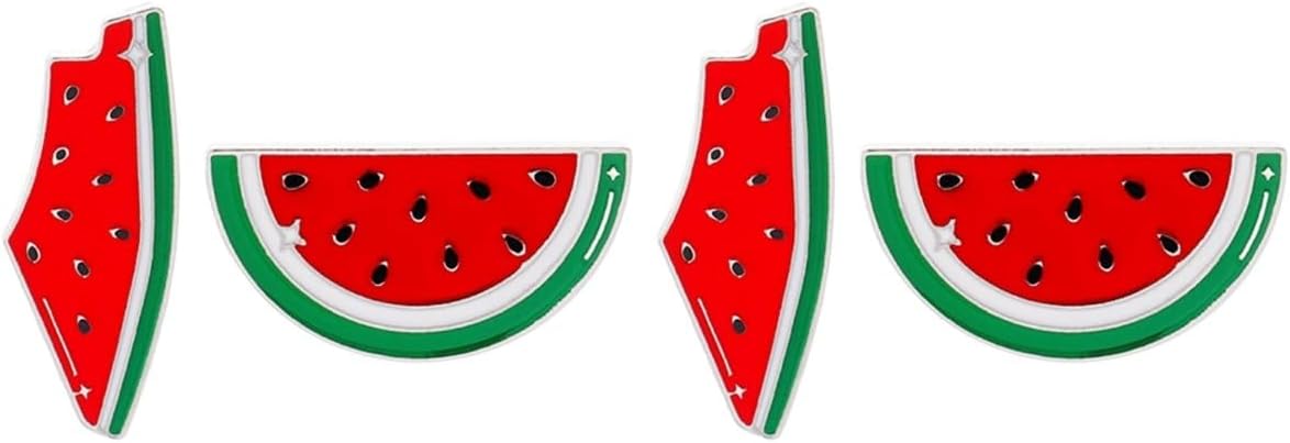 Watermelon Brooch Pin Palestine, 4pcs Watermelon Enamel Pin Palestine Brooch Pin Hawaiian Fruit Shaped Brooches Watermelon Badge Breastpin JewelryGifts for Summer Luau