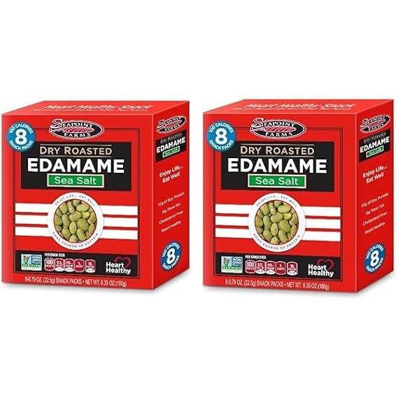Seapoint Farms Edamame Dry Roasted Lightly Salted, 8-0.79 oz Snack Packs (6.35 oz Net Wt.) - Pack of 2